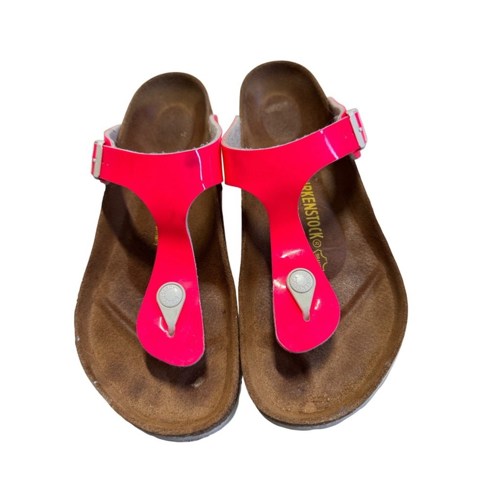 Birkenstock Gizeh Size 39 L8 M6 Hot Pink Neon Thong Sandals Germany - Picture 2 of 10